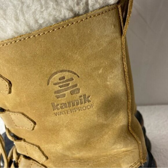 Vintage Kamik Alborg Tan Leather W Rubber Lace Up Winter Boots 11 - Picture 9 of 16